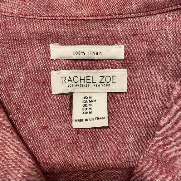 Rachel Zoe Short Sleeve Linen Button Up Top Size M - Picture 3 of 5